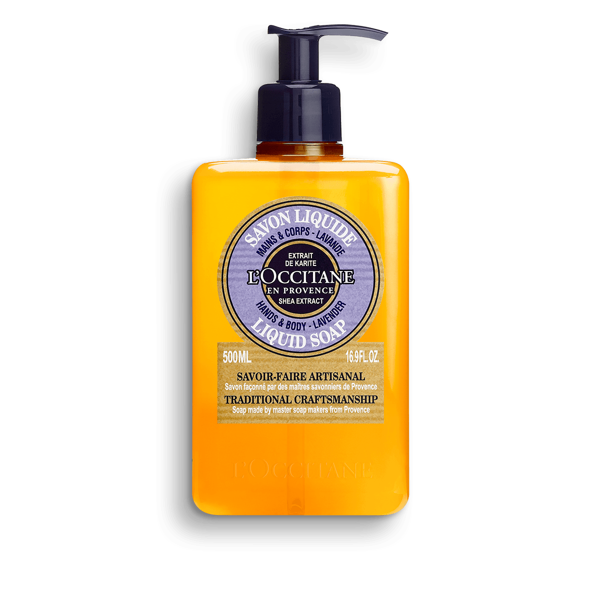 Jabón líquido Karité Lavanda, manos y cuerpo - L'Occitane Guatemala
